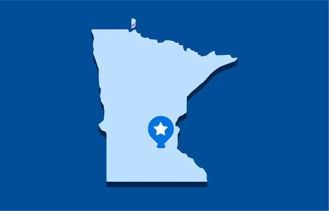 A map illustration pointing out the location of Eastern Carver County