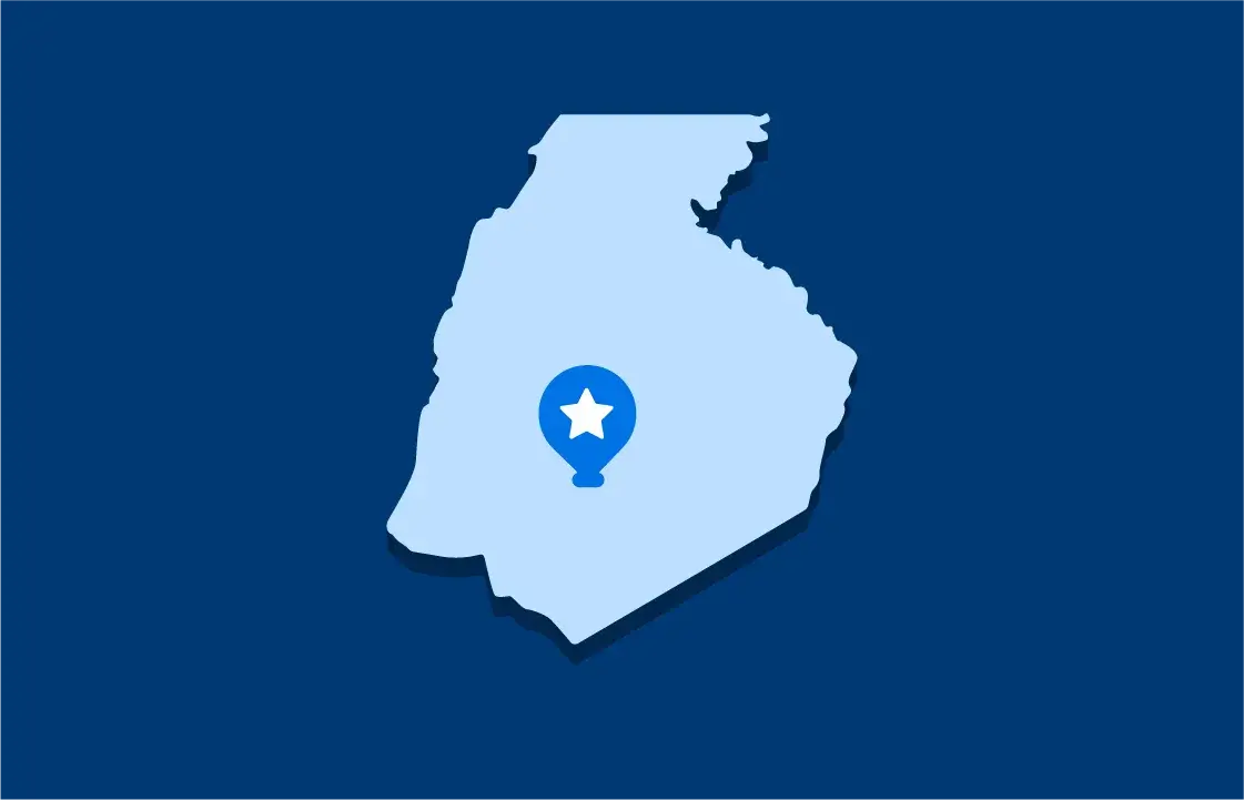 A map illustration pointing out the location of Frederick County