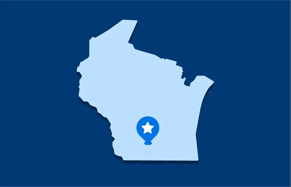 A map illustration pointing out the location of Madison Metropolitan School