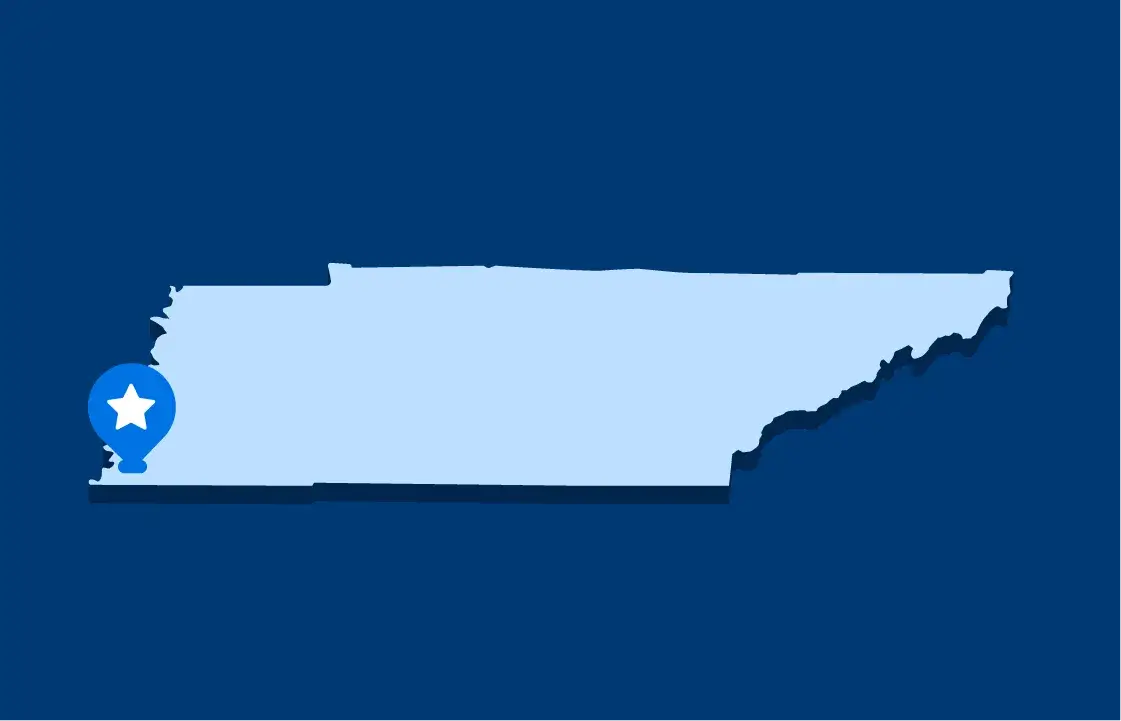 A map illustration pointing out the location of Memphis School