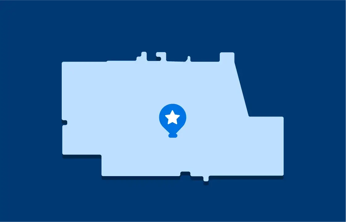 A map illustration pointing out the location of Pickens County