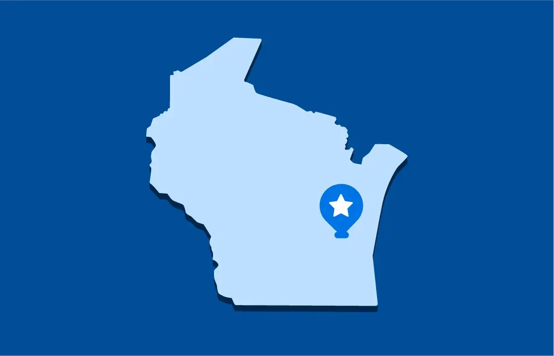 A map illustration pointing out the location of School District of Sheboygan Falls