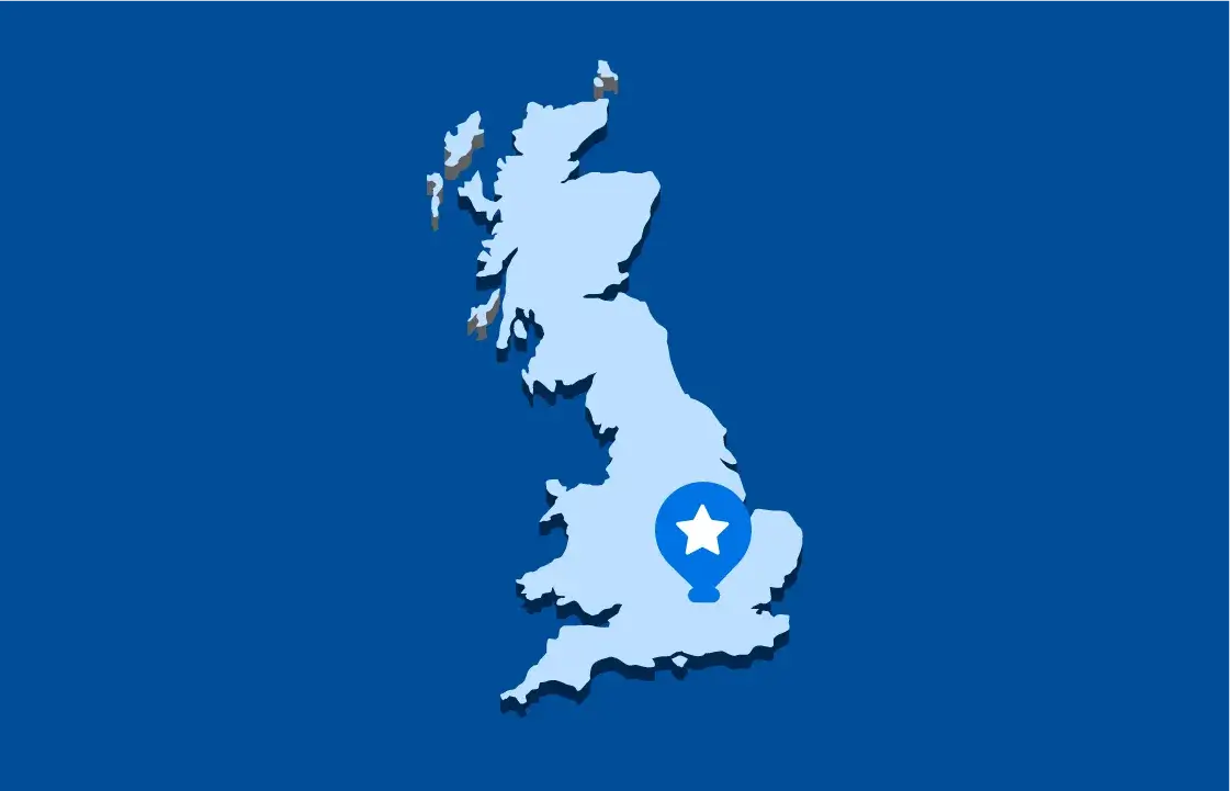 A map illustration pointing out the location of Tring School