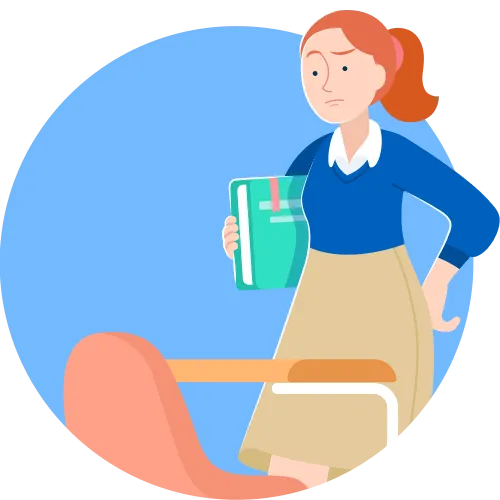 Illustration of a student leaving the classroom with a paper pass