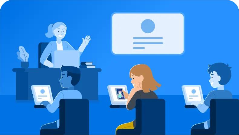 Illustration of school cell phone policies addressing digital distractions