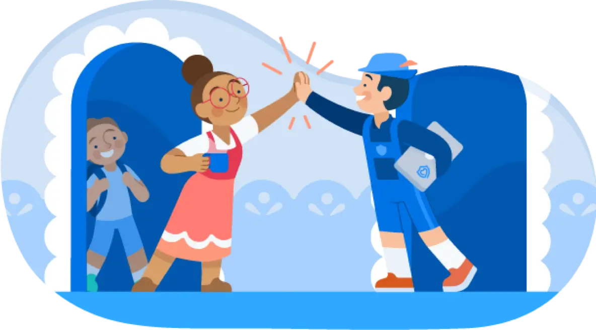 Illustration of teacher and student enthusiastically high-fiving