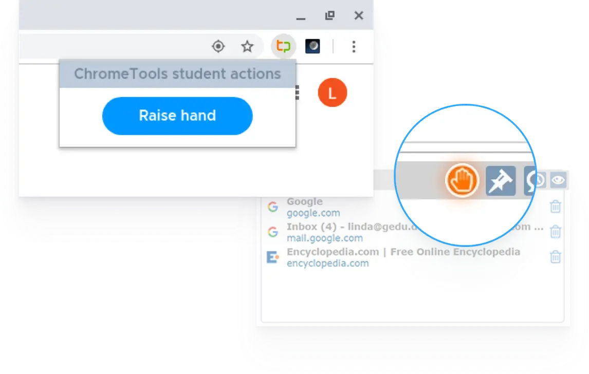 Screenshot of the ‘Raise hand’ feature in Securly Classroom